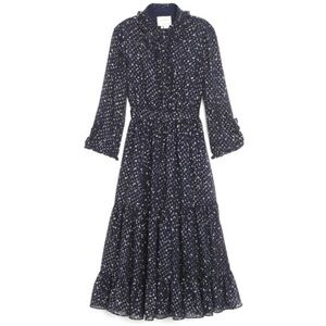 Elegant Navy Blue Patterned Dress
